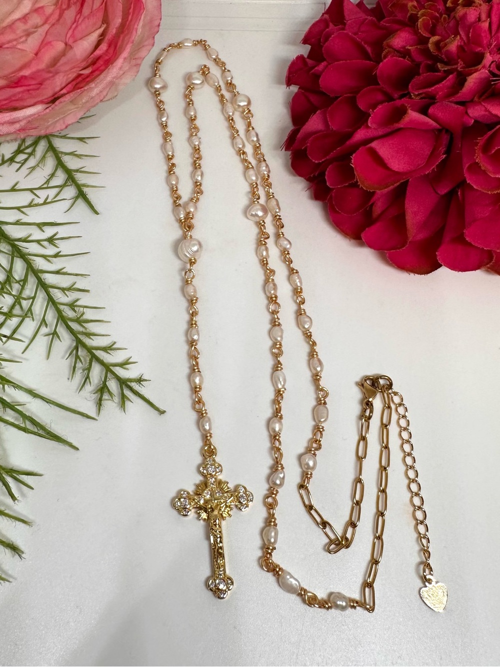NEW ⚜️ Freshwater Pearl Handmade Rosary Necklace